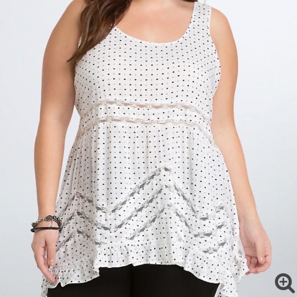 Torrid Heart Print Ruffle Tank Top